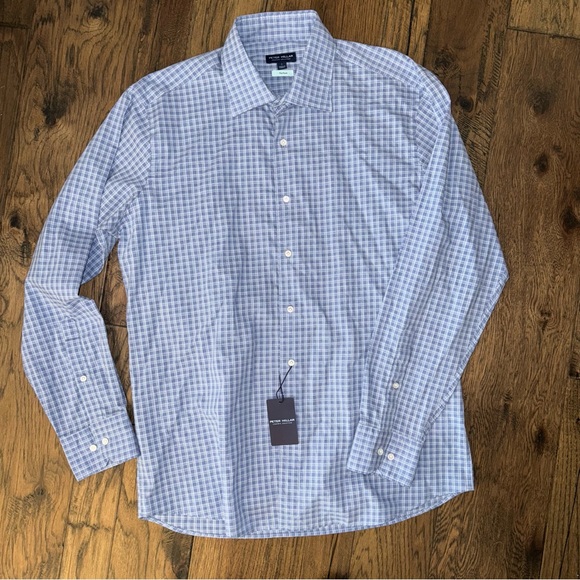 Peter Millar Crown Crafted Flex Finish Excursionist Cotton Shirt Chambray Blue - Picture 12 of 15